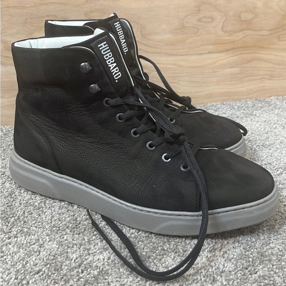 Men's Black High-Top Sneakers with Gray Sole